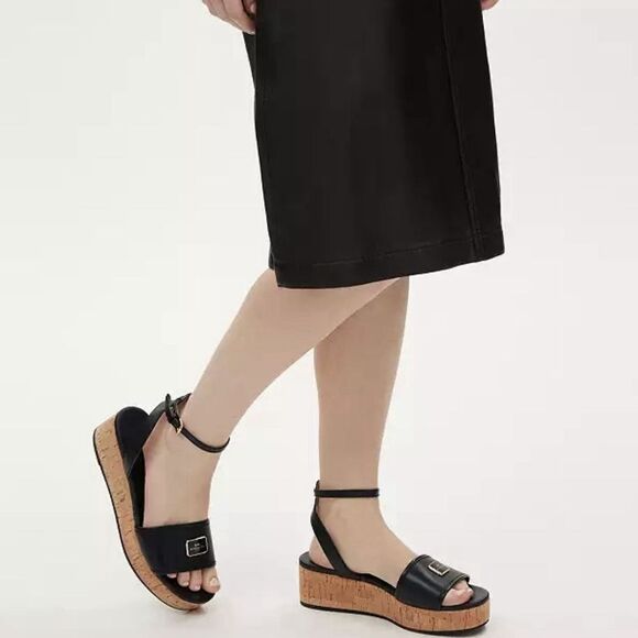 Coach Tullie Leather Platform Strap Sandal Black Women's Size 6.5 CR884 - Picture 15 of 16